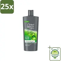 Dove 25 x Men+Care - Extra Fresh - Douchegel 3-in-1 - Verzorgend - 700 ml - Grootverpakking - Douchegel - Mannen - Verzorging - Hydratatie - Verfrissend