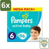 Pampers - Active Baby - Luiers - Maat 6 (13-18 kg) - Extra Groot - 96 Luiers - Voordeelverpakking - 6 stuks - Luiers maat 6 - Luiers voor actieve baby's
