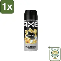 Axe 1 x - Deodorant Spray - 72hrs Anti Sweat - Anti White Marks - Gold - 150 ml- Anti Transpirant Spray - 72 Uur Bescherming - Zweetvoorkomend - Witte Strepen Voorkomen - Oud Wood Geur