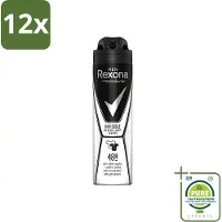 Rexona Men - Deodorant Spray - Motion Sense - Invisible Black & White - Anti-Transpirant & Perspirant - 150ml - Voordeelverpakking - 12 stuks - Mannen Deodorant - Anti-transpirant