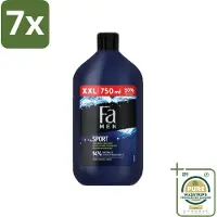 Fa 7 x Men - Sport - Douchegel - Groene Citrus - 750 ml - Grootverpakking - Douchegel Voor Mannen - Sport Douchegel - Groene Citrus Geur - Verfrissende Douchegel - Dagelijks Gebruik