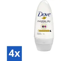 Dove 4 x Invisible Dry - Deodorant Roll-on - Anti-Transpirant - 50 ml - Onzichtbare Deodorant - Anti-transpirant - Witte Strepen - Hydraterende Deodorant - Invisible Dry