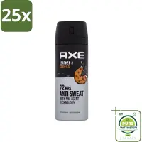 Axe 25 x - Deodorant Spray - 72hrs Anti Sweat - Leather & Cookies - 150 ml - Grootverpakking - Deodorant - Deodorant Spray - 72 Uur Bescherming - Anti-transpirant - Mannelijke Geur