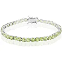Cavill - Zilveren Armband - 925 Sterling Zilver Gerhodineerd - 41 Birmese Peridots van 10,33 ct - Luxe Groene Edelsteen Armband voor Vrouwen