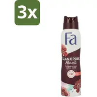 Fa 3 x - Glamorous Moments - Deodorant Spray - Zwarte Orchidee - 150 ml - Deodorant Spray - Geur - Vegan - Geur Van Orchidee - Geur Van Orchidee