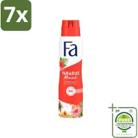 Fa 7 x - Paradise Moments - Deodorant Spray - Hibiscusbloem - 150 ml - Grootverpakking - Deodorant - Anti-vlekken Deodorant - Hibiscusgeur - Paradise Moments - Deodorant Spray
