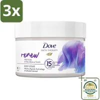 Dove 3 x Bath Therapy Renew - Bodyscrub - Wilde Viooltjes & Roze Hibiscus - 295 ml - Grootverpakking - Huidvernieuwing - Huidscrub - Exfoliatie - Zachte Huid - Huidverzorging