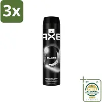 Axe 3 x XL - Deodorant Bodyspray - 48hrs Fresh - Black - Frozen Pear & Cedarwood - 200 ml - Grootverpakking - Deodorant - Lichaamsgeur - Frisheid - Bevroren Peer - Cederhout