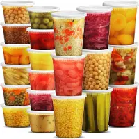 Markenlos – Voedselbewaarbakjes met deksels, 48 sets (24x946 ml & 24x473 ml), luchtdichte, BPA-vrije plastic bakjes voor het bewaren van afhaalmaaltijden, vaatwasmachine- en magnetronbestendig