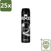 Axe 25 x XL - Deodorant Bodyspray - 48hrs Fresh - Black - Frozen Pear & Cedarwood - 200 ml - Grootverpakking - Deodorant - Lichaamsgeur - Frisheid - Bevroren Peer - Cederhout