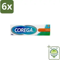 Corega Ultra Kleefcrème - Krachtig Houvast & Bescherming - Met Verfrissende Mintsmaak - 40g - Voordeelverpakking - 6 stuks - Gebitsprothese - Prothese kleefcrème