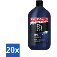 Fa 20 x Men - Sport - Douchegel - Groene Citrus - 750 ml - Voordeelverpakking - 20 stuks