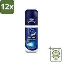 Fa - Sport - Deodorant Roller - Energizing Fresh - 50 ml - Voordeelverpakking - 12 stuks - Sport deodorant - Langdurige frisheid