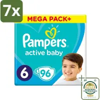 Pampers 7 x - Active Baby - Luiers - Maat 6 (13-18 kg) - Extra Groot - 96 Luiers - Grootverpakking - Luiers Voor Baby - Droge Luiers - Beschermende Luiers - Actieve Luiers - Superabsorberende Luiers