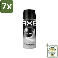 Axe 7 x - Deodorant Spray - 72hrs Anti Sweat - Black - 150 ml - Grootverpakking - Anti Transpirant Spray - Zweet Bescherming - 72 Uur Bescherming - Citroen Geur - Munt Geur