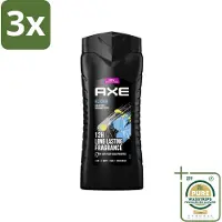 Axe 3 x XL - 3-in-1 Douchegel - Alaska - Ocean Air & Bergamot - 12hrs Long Lasting Scent - 400 ml - Grootverpakking - Douchegel - Oceaanlucht - Bergamot - Frisheid - 3-in-1