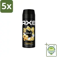 Axe 5 x - Deodorant Bodyspray - 48hrs Fresh - Gold - Oud Wood & Fresh Vanilla - 150 ml - Grootverpakking - Deodorant - - Deodorant Spray - 48 Uur Bescherming - Oud Hout