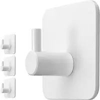 Famanu – Handdoekhouder zonder boren, set van 4 haken, wit, waterdichte zelfklevende haken voor badkamer, hoogwaardige handdoekhaken