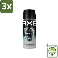 Axe 3 x - Deodorant Spray - 72hrs Anti Sweat - Apollo - 150 ml - Grootverpakking - Anti-transpirant - Deodorant - Apollo - 72 Uur Bescherming - Groen Fruit