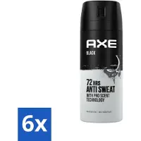 Axe - Deodorant Spray - 72hrs Anti Sweat - Black - 150 ml - Voordeelverpakking - 6 stuks