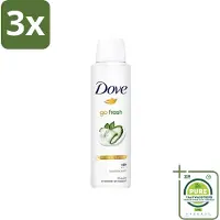 Dove 3 x Go Fresh - Deospray - Komkommer - 150 ml - Grootverpakking - Go Fresh - Deodorant - Komkommergeur - Groene Thee - Langdurige Bescherming