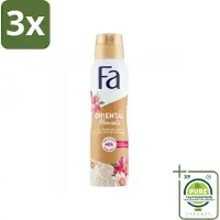Fa 3 x - Oriental Moments - Deodorant Spray - Woestijnroos & Sandelhout - 150 ml - Grootverpakking - Deodorant - - Oriental Moments - Woestijnroos - Sandelhout