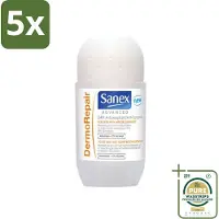 Sanex 5 x Advanced - Dermo Repair - Deodorant Roller - 24h Anti-Transpirant - 0% Alcohol - 50 ml - Grootverpakking - 24h Anti-transpirant - Huidherstel - Huidverzorging - Deodorant Roller - Anti-geur