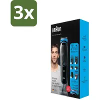 Braun 3 x - Trimset - 7-in-1 - 1 Trim Apparaat - 6 Opzetstukken - Baard Trimmer - Gezichtshaar Trimmer - Neushaar Trimmer - Scheermes - Baard Onderhoud