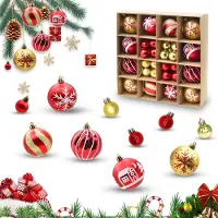 Famanu – Set van 44 kunststof kerstballen, ideaal voor kerstdecoratie en versiering van de kerstboom