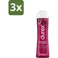 Durex 3 x - Crazy Cherry - Glijmiddel - 100 ml - Lubrikeren - Intimate Gebruik - Waterbasis - Anal Seks - Orale Seks