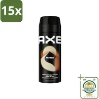 Axe 15 x - Deodorant Bodyspray - 48hrs Fresh - Musk - Patchouli & Fougere - 150 ml - Grootverpakking - 48 Uur Geurbescherming - Deodorant Sprayer - Zinktechnologie - Geur Van Musk - Geur Van Patchouli