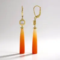 Cavill - 925 Sterling Zilver Oorbellen - Oranje Chalcedoon 17,1 Ct & Witte Maansteen 0,81 Ct - Luxe Cabochon - Elegant Design