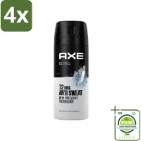 Axe - Deodorant Spray - 72hrs Anti Sweat - Ice Chill - 150 ml - Voordeelverpakking - 4 stuks - Deodorant - Anti-transpirant