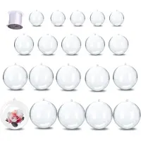 Famanu – Kunststof kerstballen set van 20 stuks, gepersonaliseerde transparante kerstballen om te vullen, glashelder met oogje om op te hangen, doe-het-zelf (5 + 6 + 7 + 8 cm