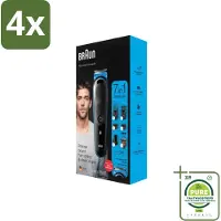 Braun - Trimset - 7-in-1 - 1 Trim Apparaat - 6 Opzetstukken - Voordeelverpakking - 4 stuks - Baardtrimmer - Scheerapparaat
