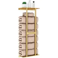 Famanu – Badkamer handdoekenrek, 76 cm, wandmontage met plank, geschikt voor 6 grote handdoeken, ideaal voor het organiseren van handdoeken