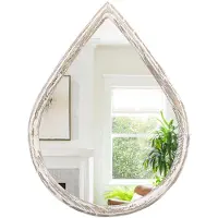 Famanu – Druppelvormige spiegels met houten frame, landelijke rustieke wandspiegels, grote decoratieve spiegel 65 x 45 cm