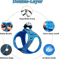 Famanu – Hondentuig Kleine honden met riem - anti-trektuig Reflecterend ademend borsttuig - puppytuig voor kleine - middelgrote honden (XS - Blauw geruit)