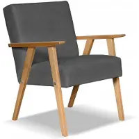 Family meble Soler - Retro Fauteuil - Vintage PRL Stijl - Grijs Welur - Houten Frame