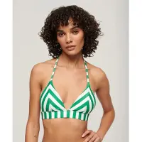 Superdry Dames Triangel bikinitop met groene strepen (XL), Strandkleding, Gerecycled polyester, Duurzaam W3010395A