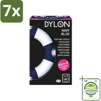 Dylon 7 x - Textielverf - Navy Blue - All-in-One - Inclusief Zout - 350g - Grootverpakking - Textielverf - Kledingverf - Verf - Kleurtje Kleding - Stofverf
