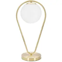Mauro Ferretti Tafel lamp, glas en metaal, 25x18x50 cm, goud/wit, , Glamy, met opbergruimte