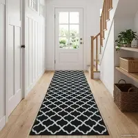 vidaXL Tapijt Runner LESAKA Zwart en wit 80 x 450 cm Diamantvelvet
