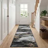 vidaXL Tapijt Runner LESAKA Zwart en Goud 50 x 150 cm Diamantvelvet