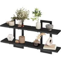 Famanu – Zwevende wandplanken, set van 2, hangende badkamerplanken, 38 cm, zwart
