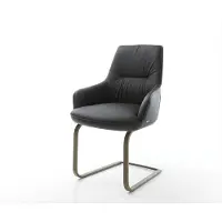 DELIFE Sledemodel Zelia-Flex met armleuning echt leer zwart sledemodel vlak afwerking met titanium pocketveer kern