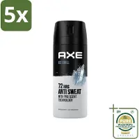 Axe 5 x - Deodorant Spray - 72hrs Anti Sweat - Ice Chill - 150 ml - Grootverpakking - Anti-sweat Spray - Zweetvermindering - Ijskoude Citroen - Muntgeur - 72 Uur Bescherming