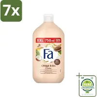 Fa 7 x - Cream & Oil Cacao - Bad- & Douchegel - Cacaoboter Met Kokosolie - 750 ml - Grootverpakking - Badgel - Douchegel - Cacaoboter - Kokosolie - Verzorging