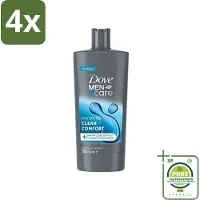 Dove Men+Care - Clean Comfort - 3-in-1 Douchegel - Hydraterend- 700 ml - Voordeelverpakking - 4 stuks - Douchegel - Mannen