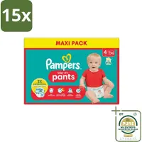 Pampers 15 x - Baby-Dry Pants - Luierbroekjes - Maat 4 (9-15 kg) - Extra Droog - 90 Luiers - Grootverpakking - Baby Luier - Droge Luier - Luier 9-15 Kg - Luier Voor Baby - Luier Tegen Lekken